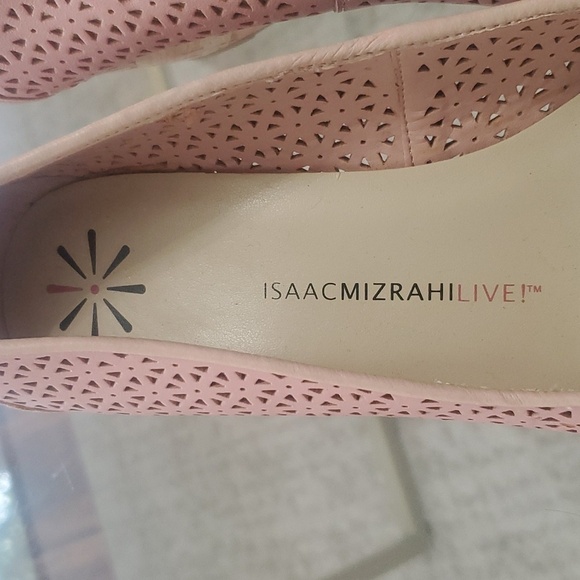 Isaac Mizrahi live wedge heel leather sandals Light baby pink size 9 new - Picture 5 of 8